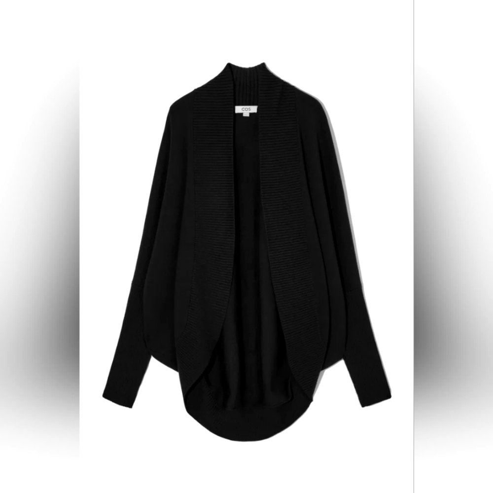 NWT COS Open-Front Wool Cardigan Size:M/L, Color: Black